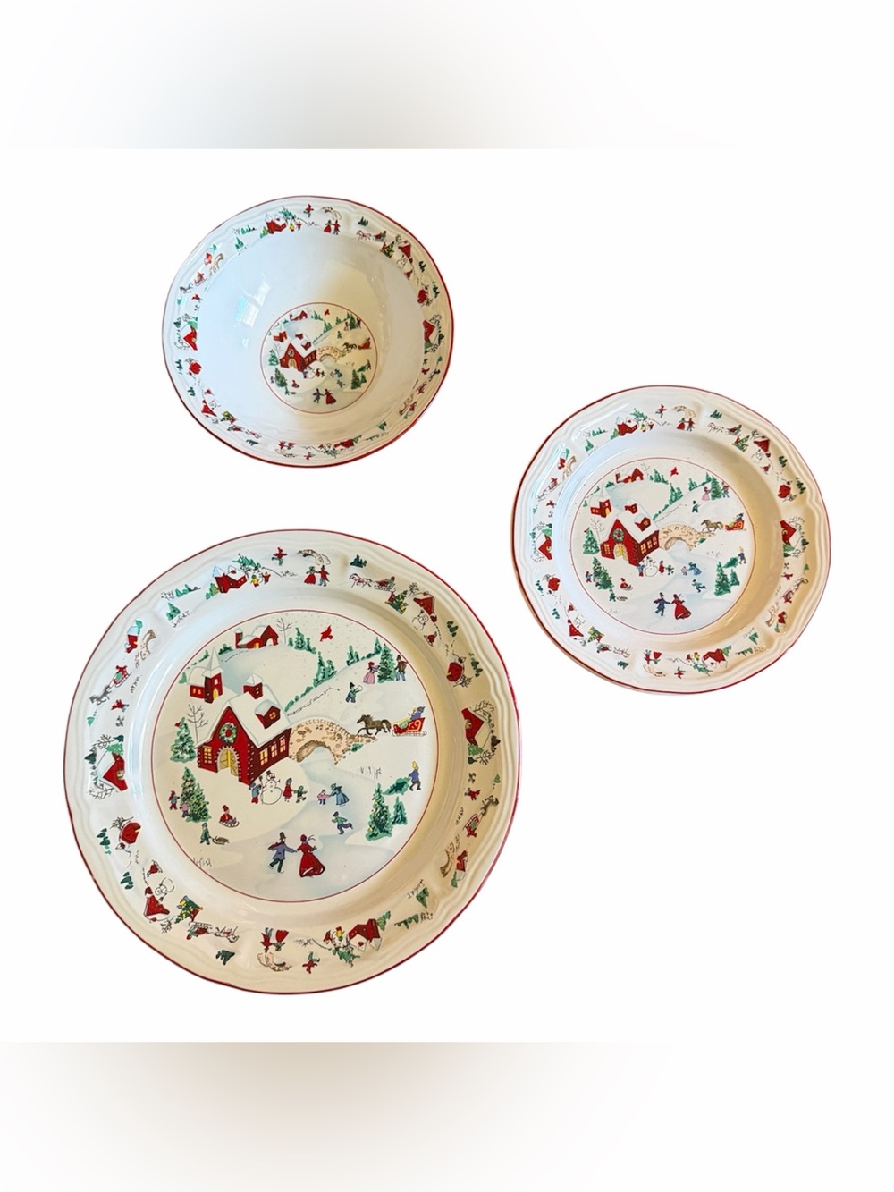 Farberware White Christmas #391 Series 3 Piece Dinnerware Set - Like New